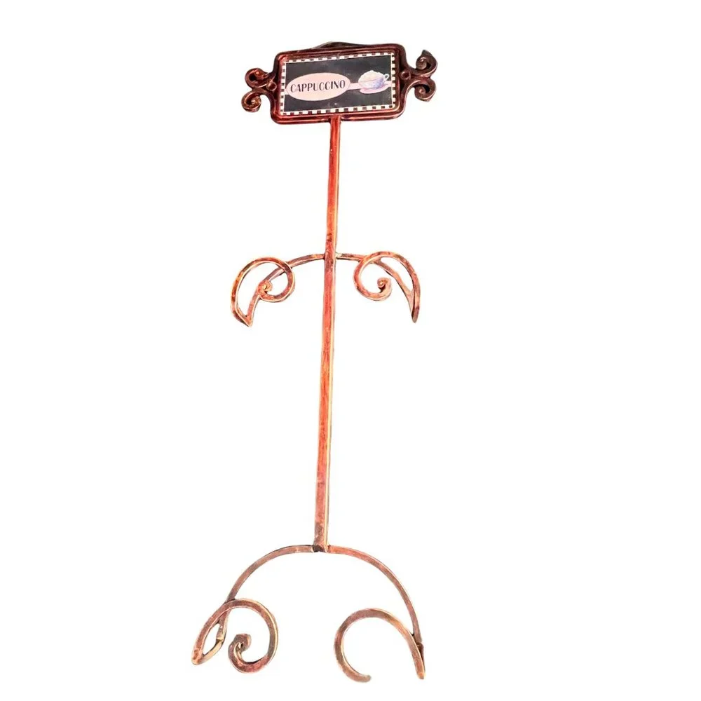 Cappuccino Brown Red Metal Plate Holder Wall Hanger Hold 2 plates coffee bar